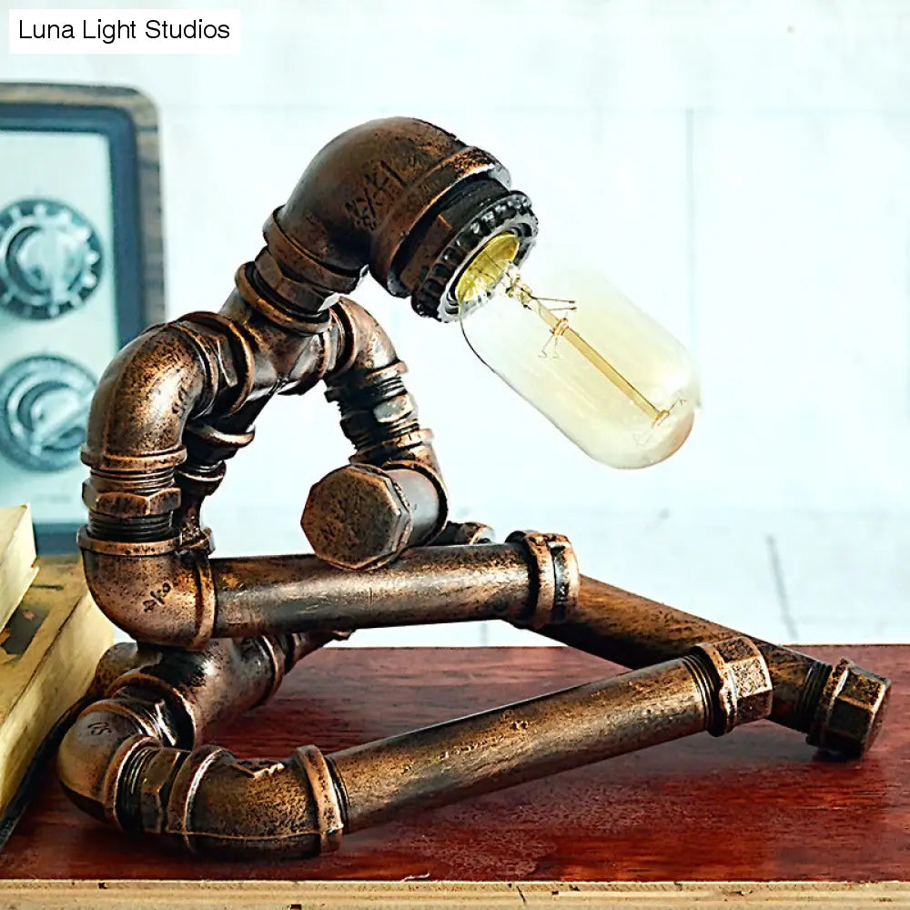 Vintage Metal Robot Task Lamp: Single Bulb Night Table Light for Study ...