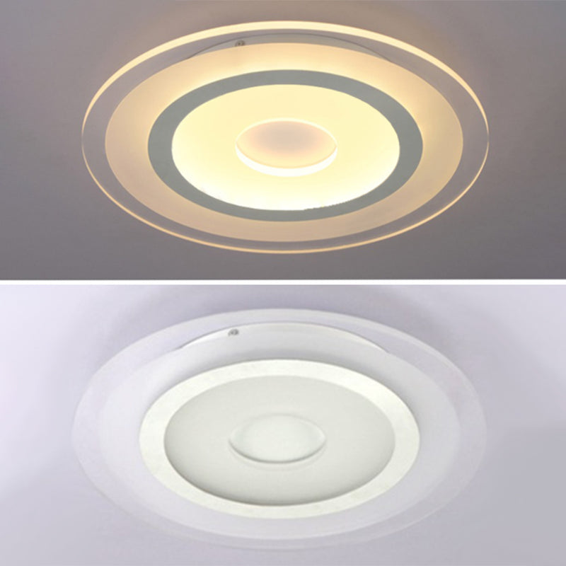 Basic White Led Simple White LED Bedroom Flush Mount Ceiling Light with Round Acrylic Shade