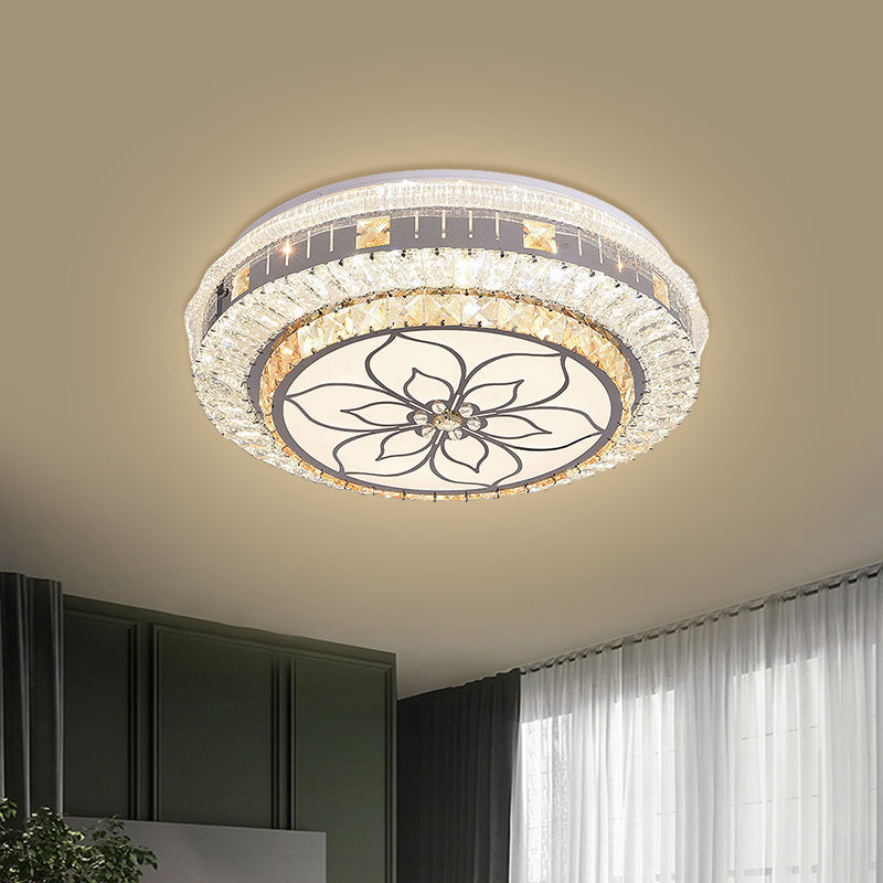 Contemporary LED Ceiling Lamp with Clear Crystal Blocks and Flower ...
