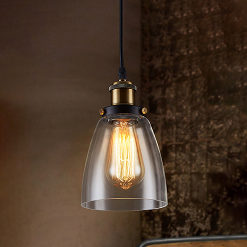 Clear Glass Industrial Bell Pendant Light for Restaurants - Single ...