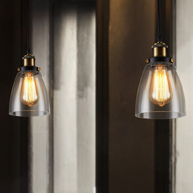 Clear Glass Industrial Bell Pendant Light for Restaurants - Single ...
