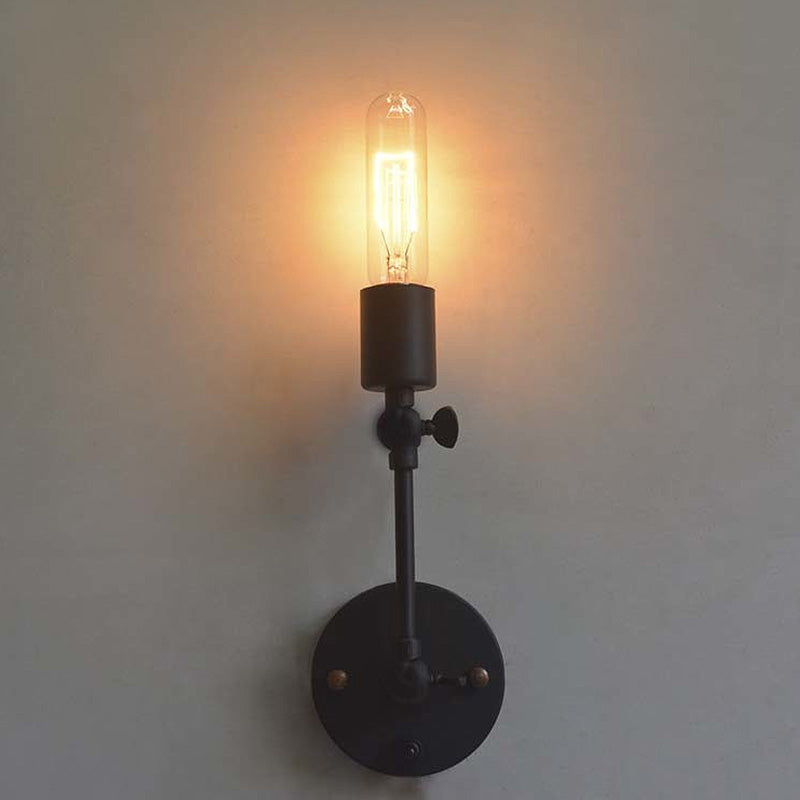 Adjustable Industrial 1-Head Open Bulb Wall Light Fixture in Black for ...