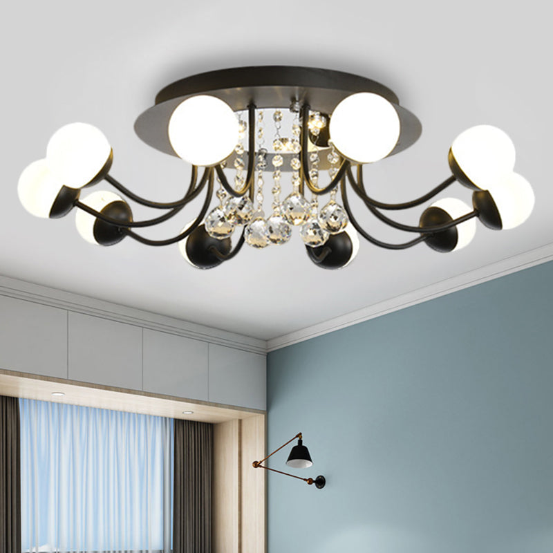 Hand-Cut Crystal Sphere Ceiling Light with Modern Design: 10/12-Head ...