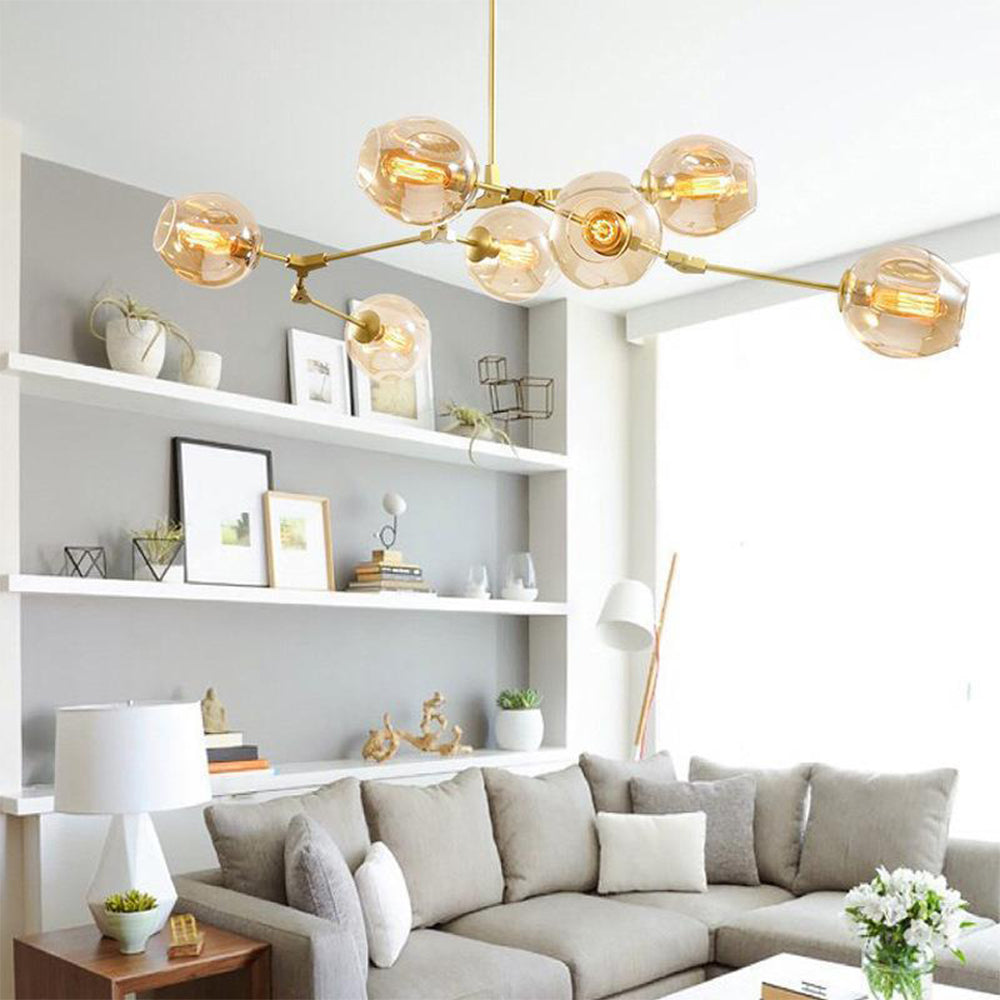 Modern Branching Glass Bubble Chandelier
