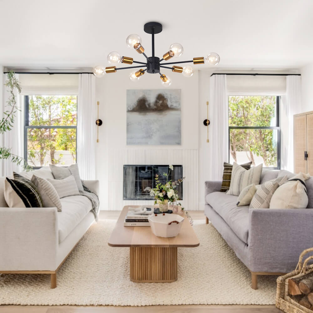 8-Light Modern Linear Semi Flush Mount Sputnik Light