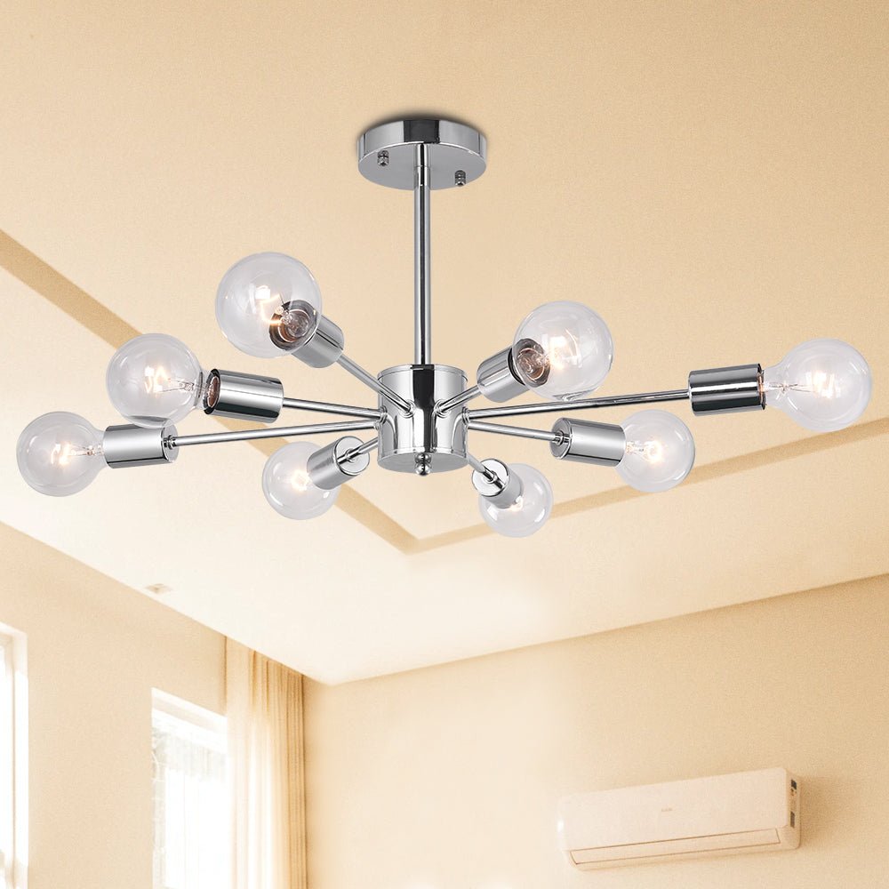 8-Light Modern Linear Semi Flush Mount Sputnik Light