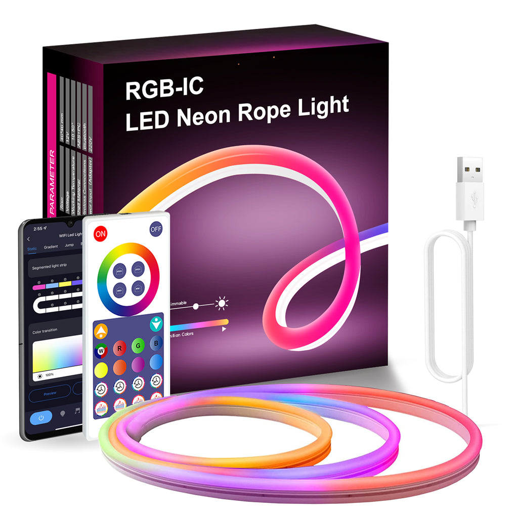 Led Linear Rop Wireless Control RGB LED Strip Lights Rope Light Flexible DIY Modeling