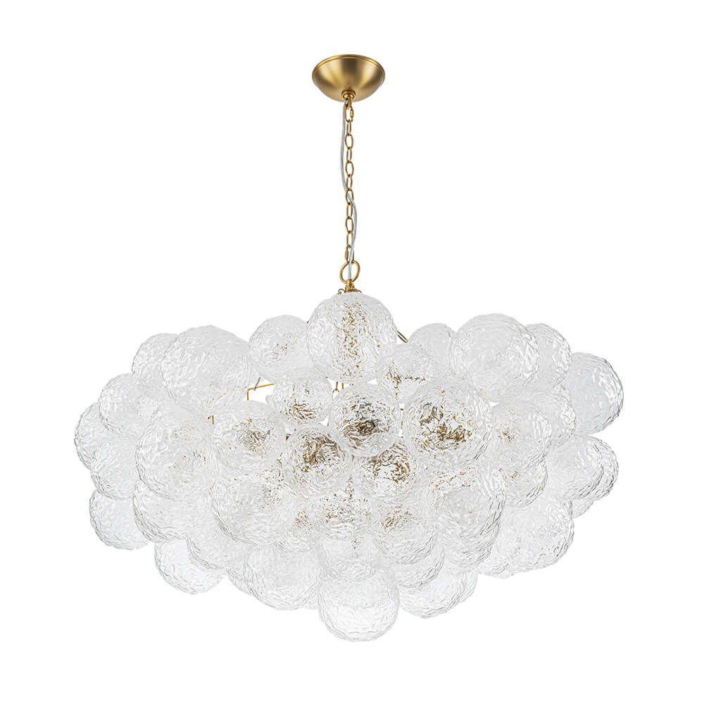 Modern 15-Light Cluster Water Ripple Glass Bubble Chandelier