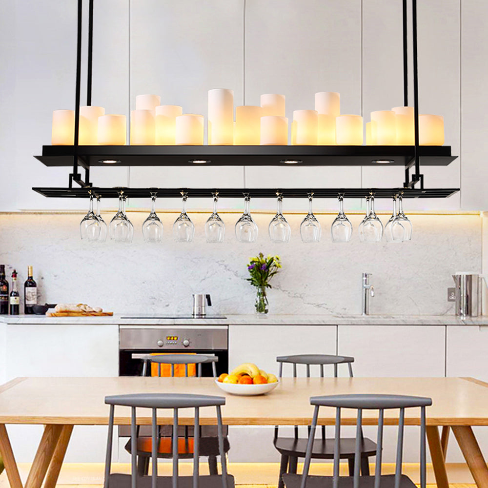 Alessio Candle Pendant Lighting for Kitchen Island Wine Glass Holder