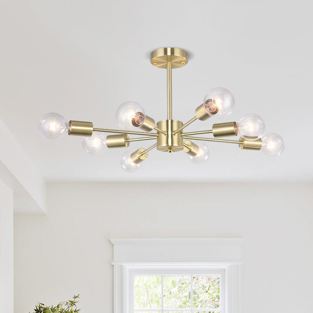 8-Light Modern Linear Semi Flush Mount Sputnik Light