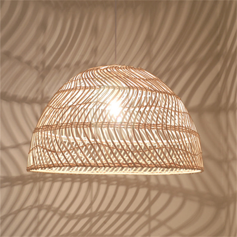 Ritta Ritta Retro Handmade Rattan Metal Pendant Light Bedroom