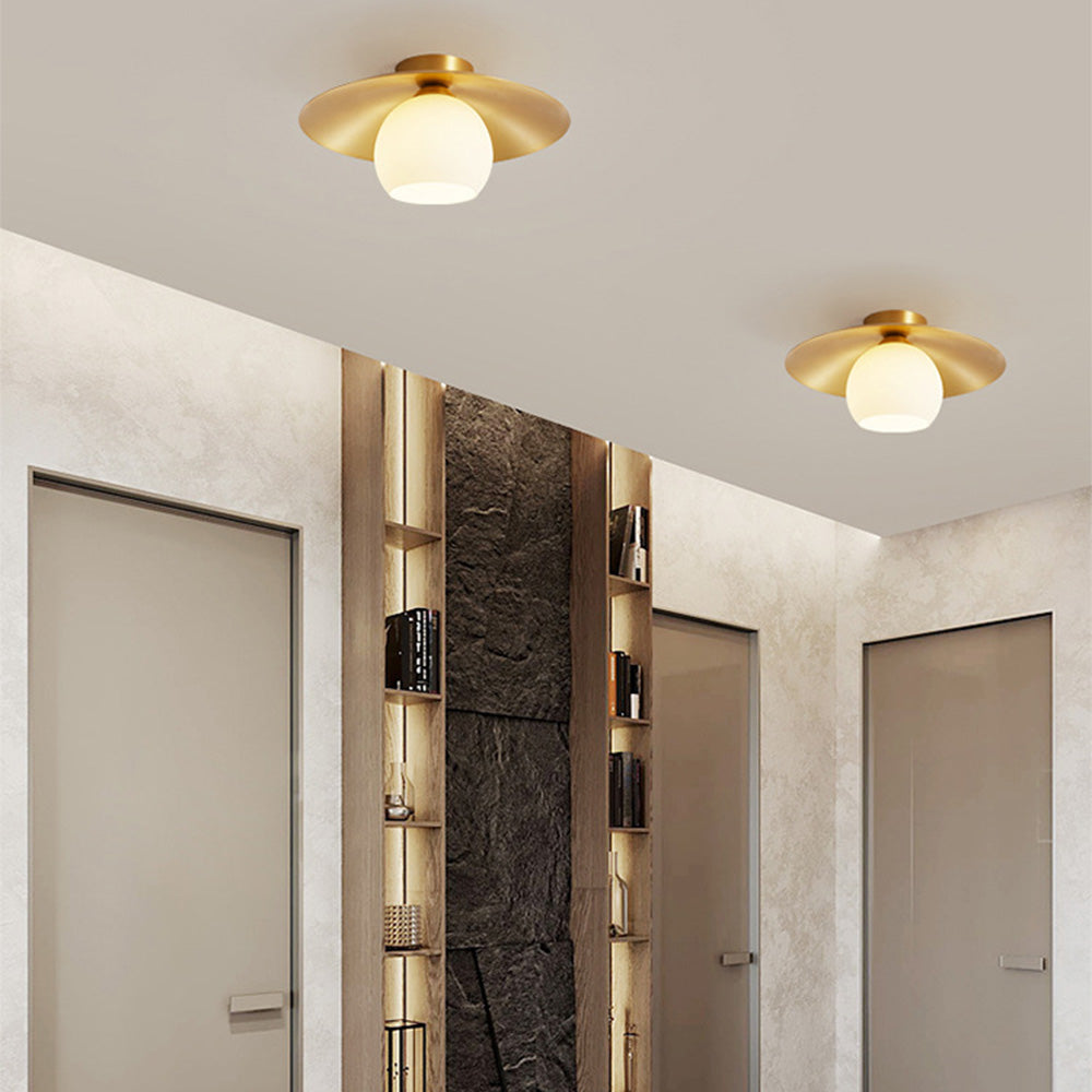 Semi Flush Mount Brass Cap Ceiling Light